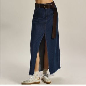 ANTHROPOLOGIE madi front slit denim skirt!
